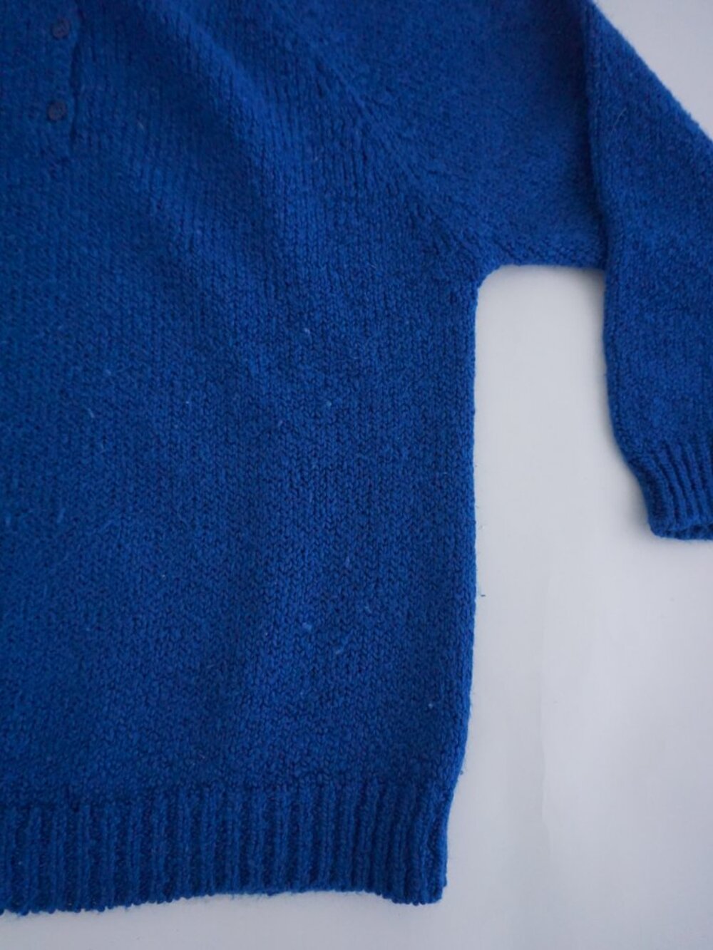 Vintage Easton Park Cobalt Blue Knit Henley Button Textured Grandpa Sweater S - Picture 5 of 9